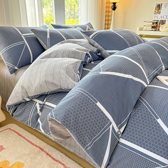 91家纺网 家纺一手货源 找家纺 （总）宇彬家纺 2026直播新款13070A类全棉纯棉印花床单床笠款四件套和单被套喷气清新简约（缩水足可定做）