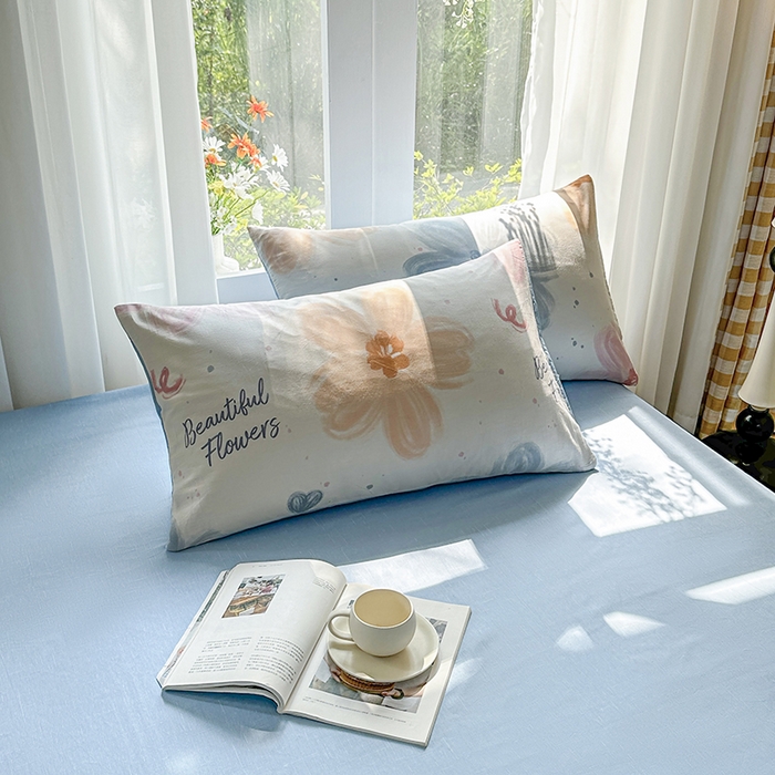 91家纺网 家纺一手货源 找家纺 宇彬家纺 2026直播新款13070A类全棉纯棉印花床单床笠款四件套和单被套喷气清新简约（缩水足可定做） 慕夏