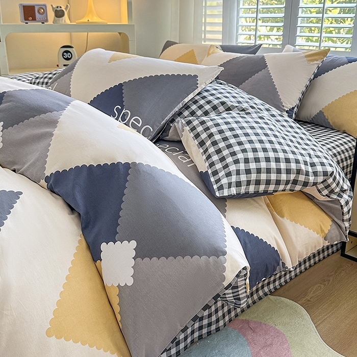 91家纺网 家纺一手货源 找家纺 （总）宇彬家纺 2026直播新款13070A类全棉纯棉印花床单床笠款四件套和单被套喷气清新简约（缩水足可定做）