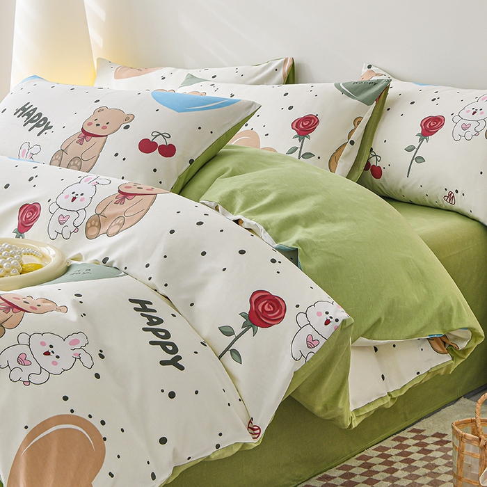 91家纺网 家纺一手货源 找家纺 （总）宇彬家纺 2026直播新款13070A类全棉纯棉印花床单床笠款四件套和单被套喷气清新简约（缩水足可定做）