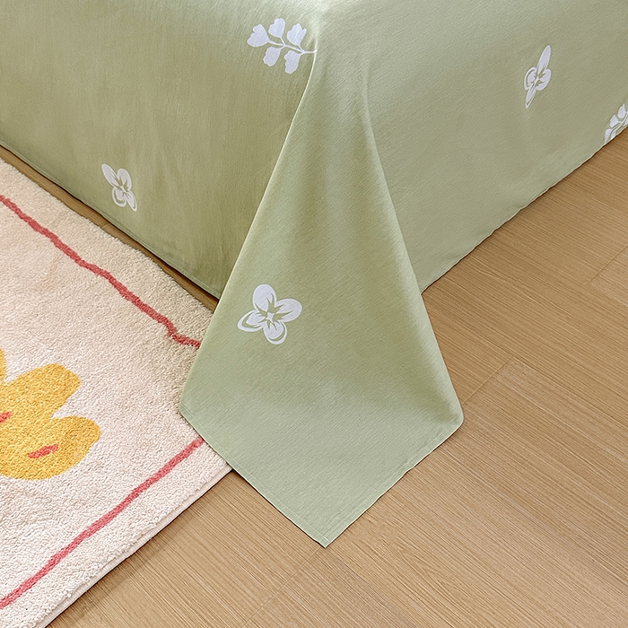 91家纺网 家纺一手货源 找家纺 宇彬家纺 2026直播新款13070A类全棉纯棉印花床单床笠款四件套和单被套喷气清新简约（缩水足可定做） 米粒熊