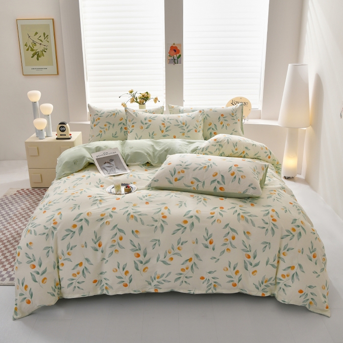 91家纺网 家纺一手货源 找家纺 宇彬家纺 2026直播新款13070A类全棉纯棉印花床单床笠款四件套和单被套喷气清新简约（缩水足可定做） 枝间梦