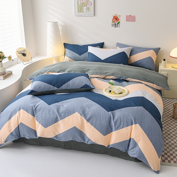 91家纺网 家纺一手货源 找家纺 宇彬家纺 2026直播新款13070A类全棉纯棉印花床单床笠款四件套和单被套喷气清新简约（缩水足可定做） 生活旋律