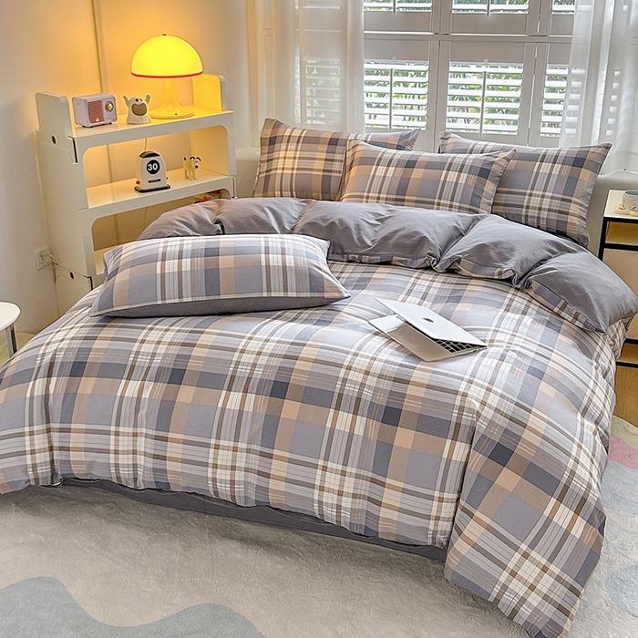 91家纺网 家纺一手货源 找家纺 宇彬家纺 2026直播新款13070A类全棉纯棉印花床单床笠款四件套和单被套喷气清新简约（缩水足可定做） 诺卡