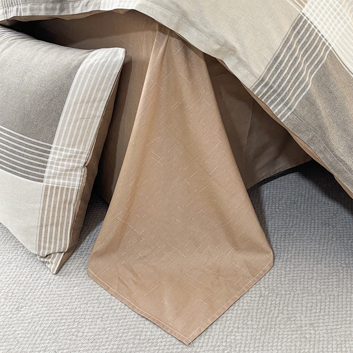 91家纺网 家纺一手货源 找家纺 宇彬家纺 2026直播新款13070A类全棉纯棉印花床单床笠款四件套和单被套喷气清新简约（缩水足可定做） 魔方小站-咖