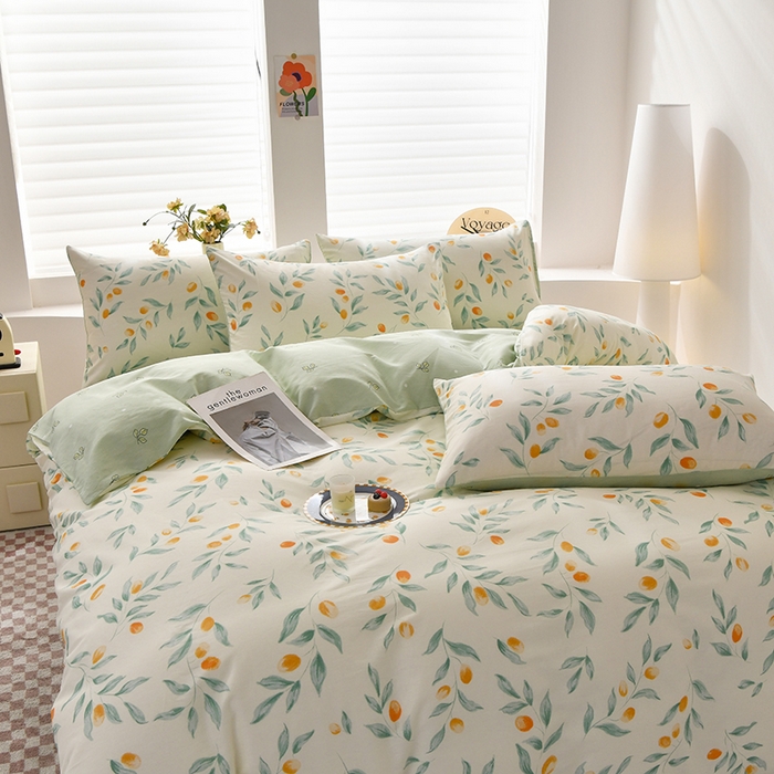 91家纺网 家纺一手货源 找家纺 宇彬家纺 2026直播新款13070A类全棉纯棉印花床单床笠款四件套和单被套喷气清新简约（缩水足可定做） 枝间梦