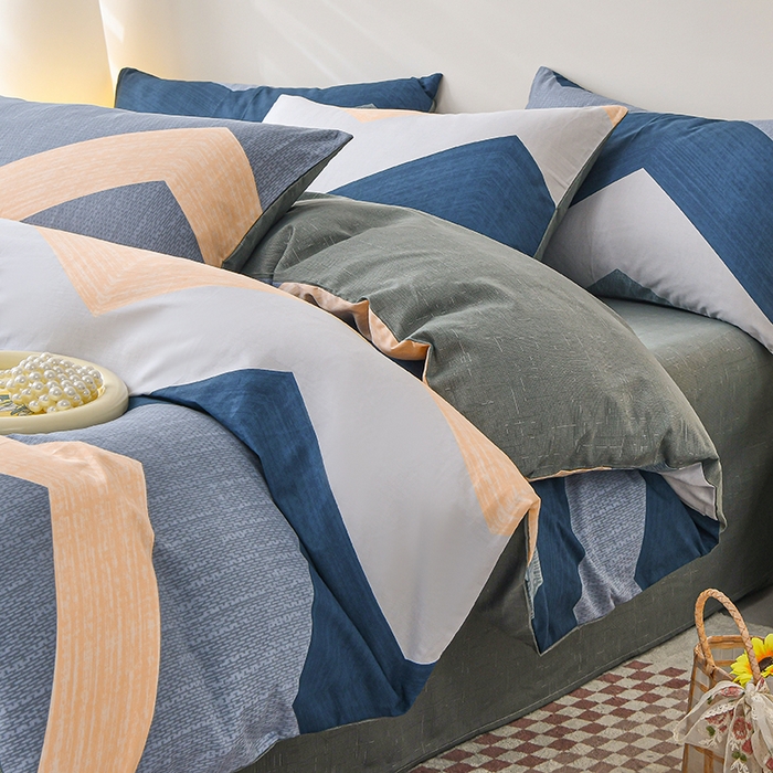 宇彬家纺 2026直播新款13070A类全棉纯棉印花床单床笠款四件套和单被套喷气清新简约（缩水足可定做） 生活旋律