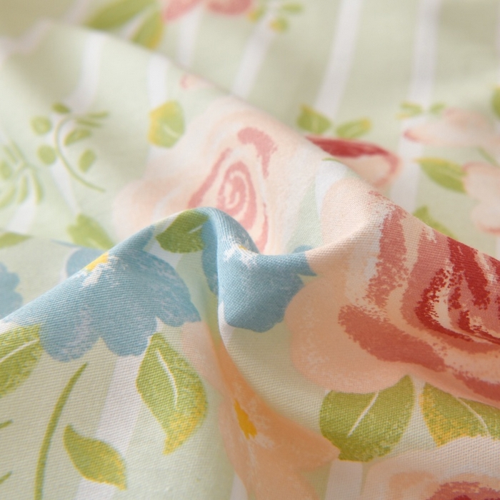 91家纺网 家纺一手货源 找家纺 宇彬家纺 2026直播新款13070A类全棉纯棉印花床单床笠款四件套和单被套喷气清新简约（缩水足可定做） 清婉花语