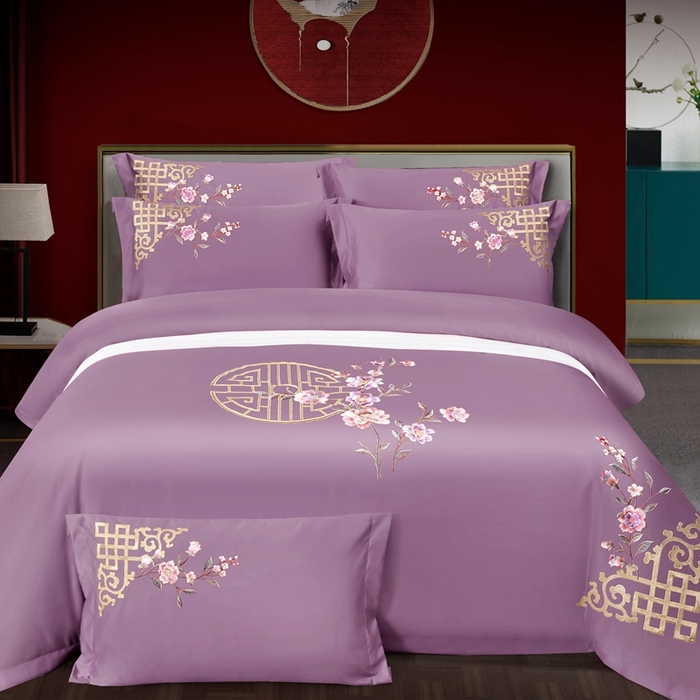 91家纺网 家纺一手货源 找家纺 （总）慕她家纺 2026年全棉纯棉婚庆四件套大红色刺绣结床上用品