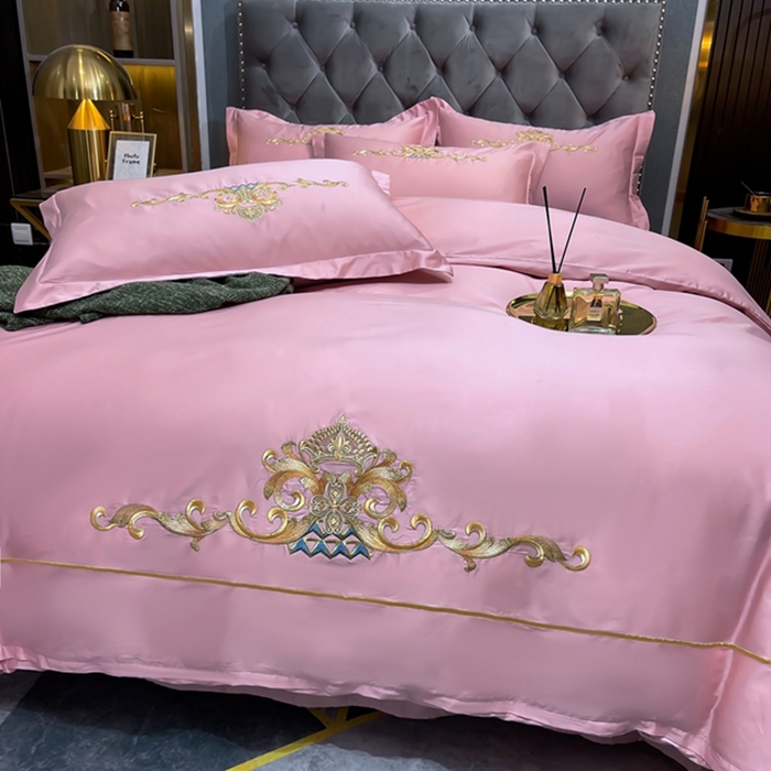 91家纺网 家纺一手货源 找家纺 慕她家纺 2026年全棉纯棉婚庆四件套大红色刺绣结床上用品 皇家风范豆沙