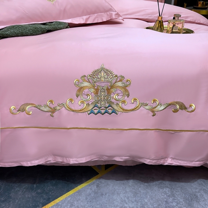 91家纺网 家纺一手货源 找家纺 慕她家纺 2026年全棉纯棉婚庆四件套大红色刺绣结床上用品 皇家风范豆沙