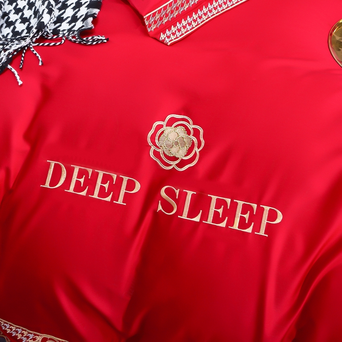 91家纺网 家纺一手货源 找家纺 （总）慕她家纺 2026年全棉纯棉婚庆四件套大红色刺绣结床上用品