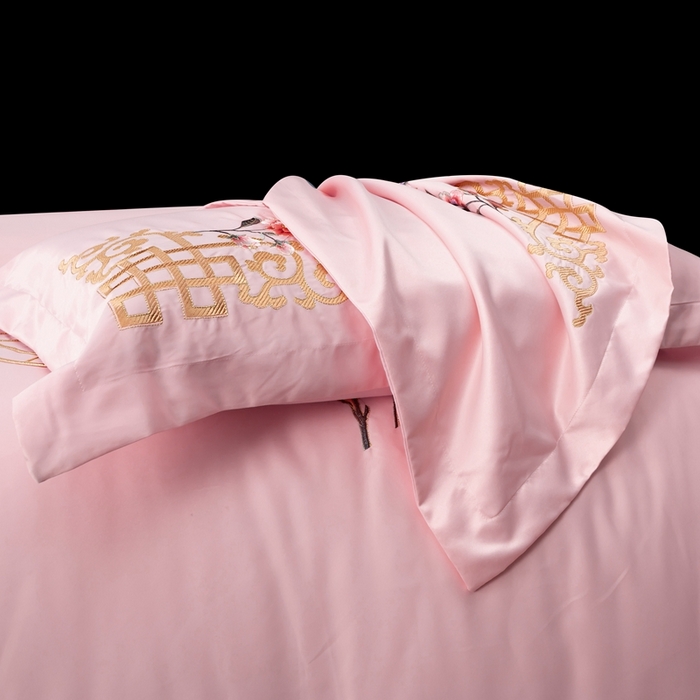 91家纺网 家纺一手货源 找家纺 慕她家纺 2026年全棉纯棉婚庆四件套大红色刺绣结床上用品 暗香 豆沙