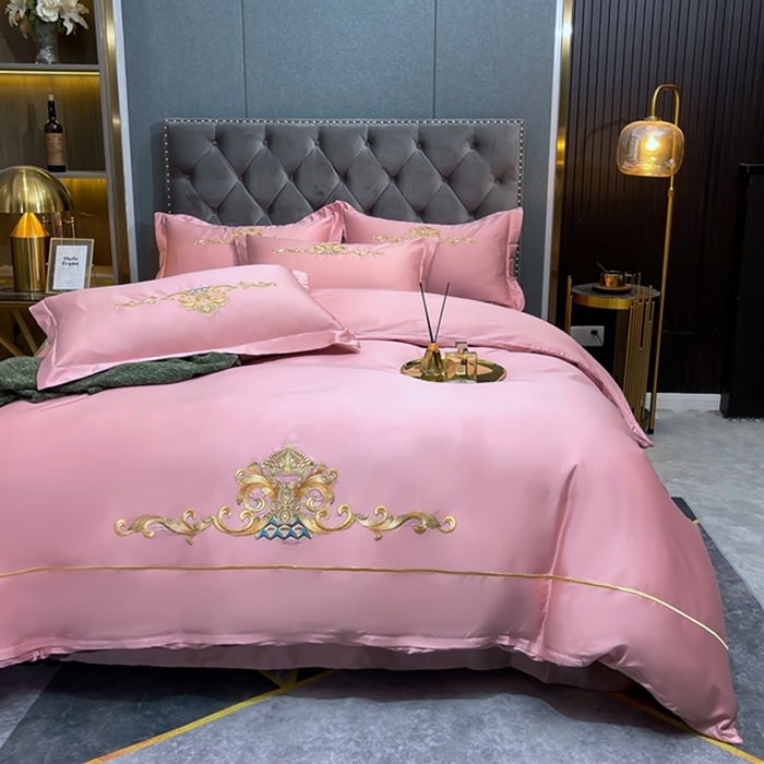 91家纺网 家纺一手货源 找家纺 慕她家纺 2026年全棉纯棉婚庆四件套大红色刺绣结床上用品 皇家风范豆沙