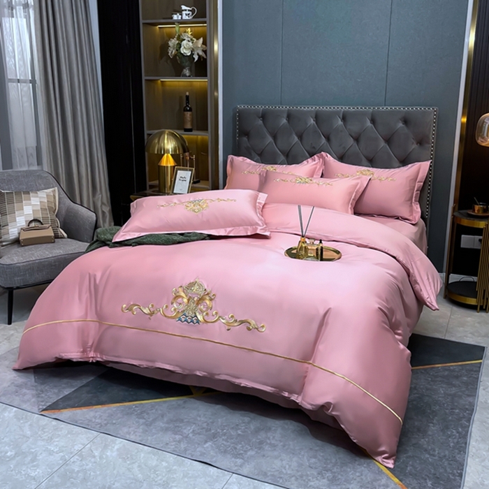 91家纺网 家纺一手货源 找家纺 慕她家纺 2026年全棉纯棉婚庆四件套大红色刺绣结床上用品 皇家风范豆沙