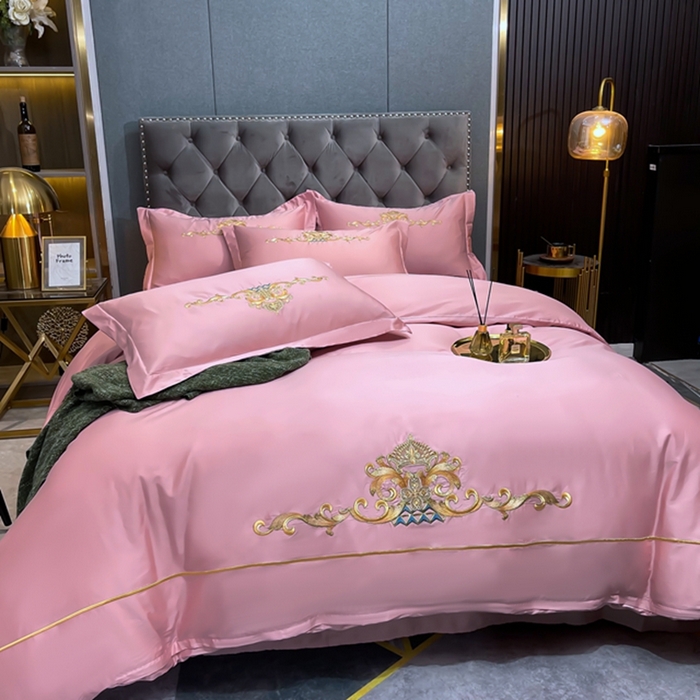 91家纺网 家纺一手货源 找家纺 慕她家纺 2026年全棉纯棉婚庆四件套大红色刺绣结床上用品 皇家风范豆沙