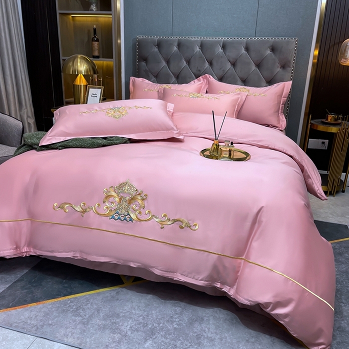 91家纺网 家纺一手货源 找家纺 慕她家纺 2026年全棉纯棉婚庆四件套大红色刺绣结床上用品 皇家风范豆沙