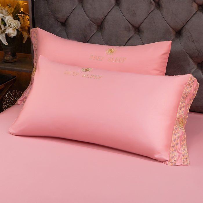 91家纺网 家纺一手货源 找家纺 慕她家纺 2026年全棉纯棉婚庆四件套大红色刺绣结床上用品 倾心 粉玉