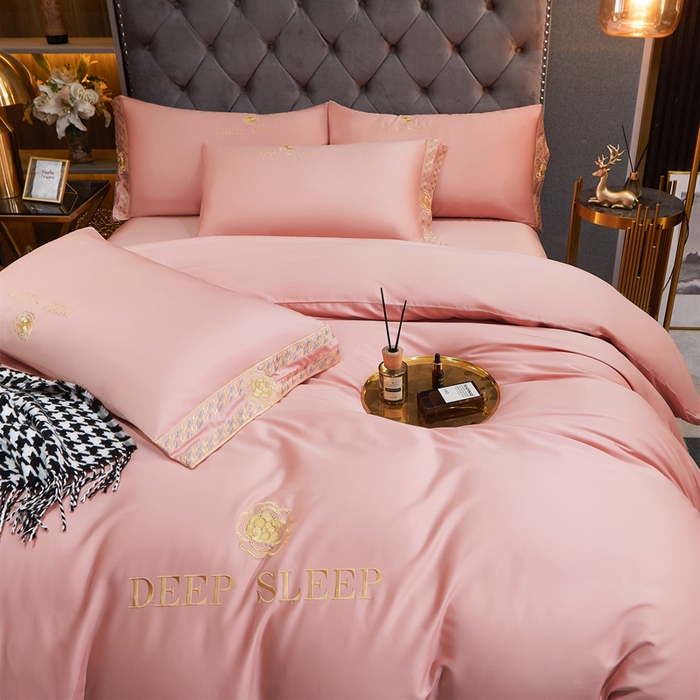 91家纺网 家纺一手货源 找家纺 慕她家纺 2026年全棉纯棉婚庆四件套大红色刺绣结床上用品 倾心 豆沙