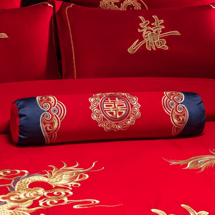 91家纺网 家纺一手货源 找家纺 慕她家纺 2026年全棉纯棉婚庆四件套大红色刺绣结床上用品 佳期龙凤