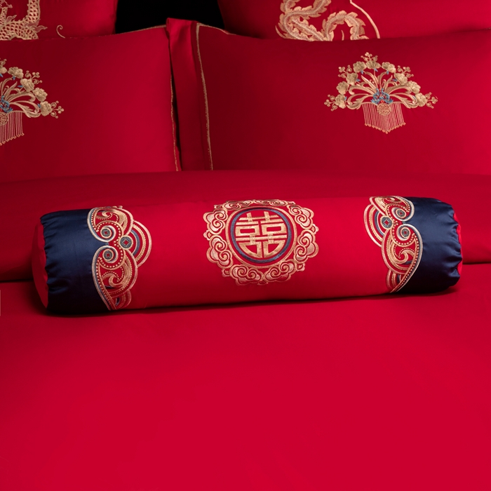 91家纺网 家纺一手货源 找家纺 慕她家纺 2026年全棉纯棉婚庆四件套大红色刺绣结床上用品 锦瑟龙凤