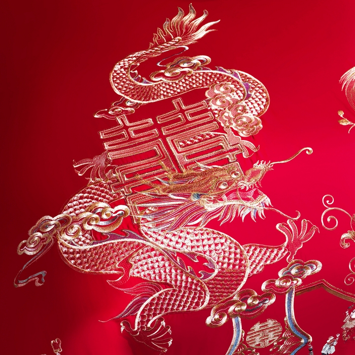 91家纺网 家纺一手货源 找家纺 慕她家纺 2026年全棉纯棉婚庆四件套大红色刺绣结床上用品 今生相伴