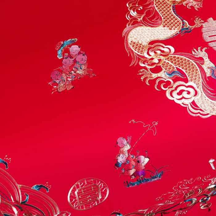 91家纺网 家纺一手货源 找家纺 慕她家纺 2026年全棉纯棉婚庆四件套大红色刺绣结床上用品 华彩龙凤