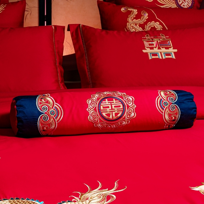 91家纺网 家纺一手货源 找家纺 慕她家纺 2026年全棉纯棉婚庆四件套大红色刺绣结床上用品 浪漫龙凤