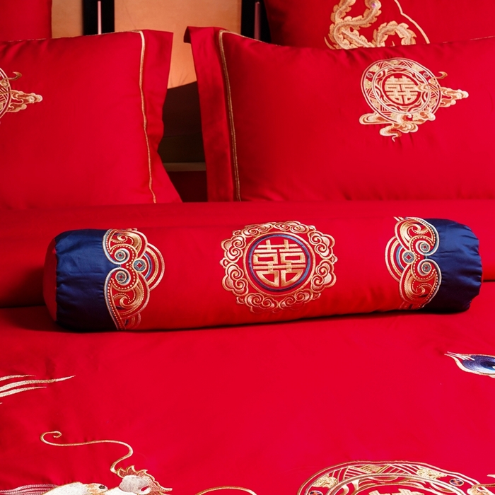 91家纺网 家纺一手货源 找家纺 慕她家纺 2026年全棉纯棉婚庆四件套大红色刺绣结床上用品 金尊龙凤