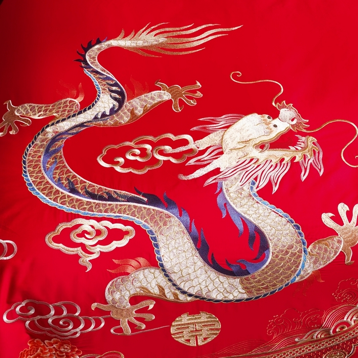 91家纺网 家纺一手货源 找家纺 慕她家纺 2026年全棉纯棉婚庆四件套大红色刺绣结床上用品 金尊龙凤