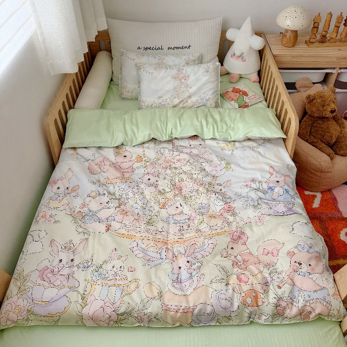 91家纺网 家纺一手货源 找家纺 （总）萌宝家纺 2026新款春夏儿童全棉60贡缎被套幼儿园三件套含芯6件套