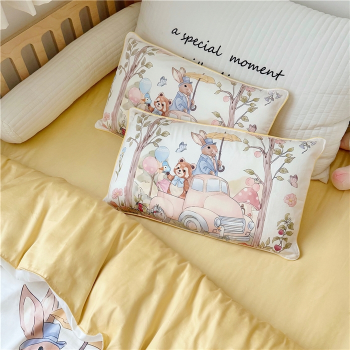 91家纺网 家纺一手货源 找家纺 萌宝家纺 2026新款春夏儿童全棉60贡缎被套幼儿园三件套含芯6件套 汽车旅行