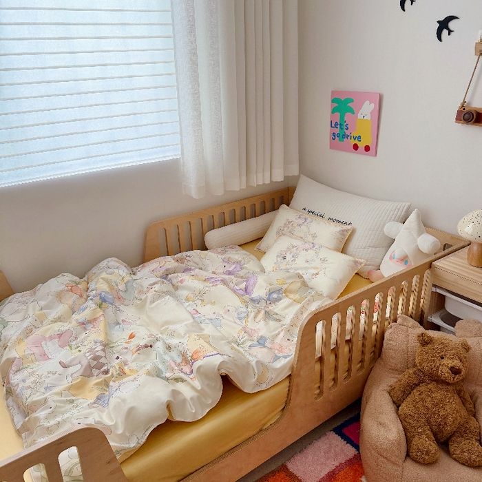 91家纺网 家纺一手货源 找家纺 萌宝家纺 2026新款春夏儿童全棉60贡缎被套幼儿园三件套含芯6件套 云月绮梦