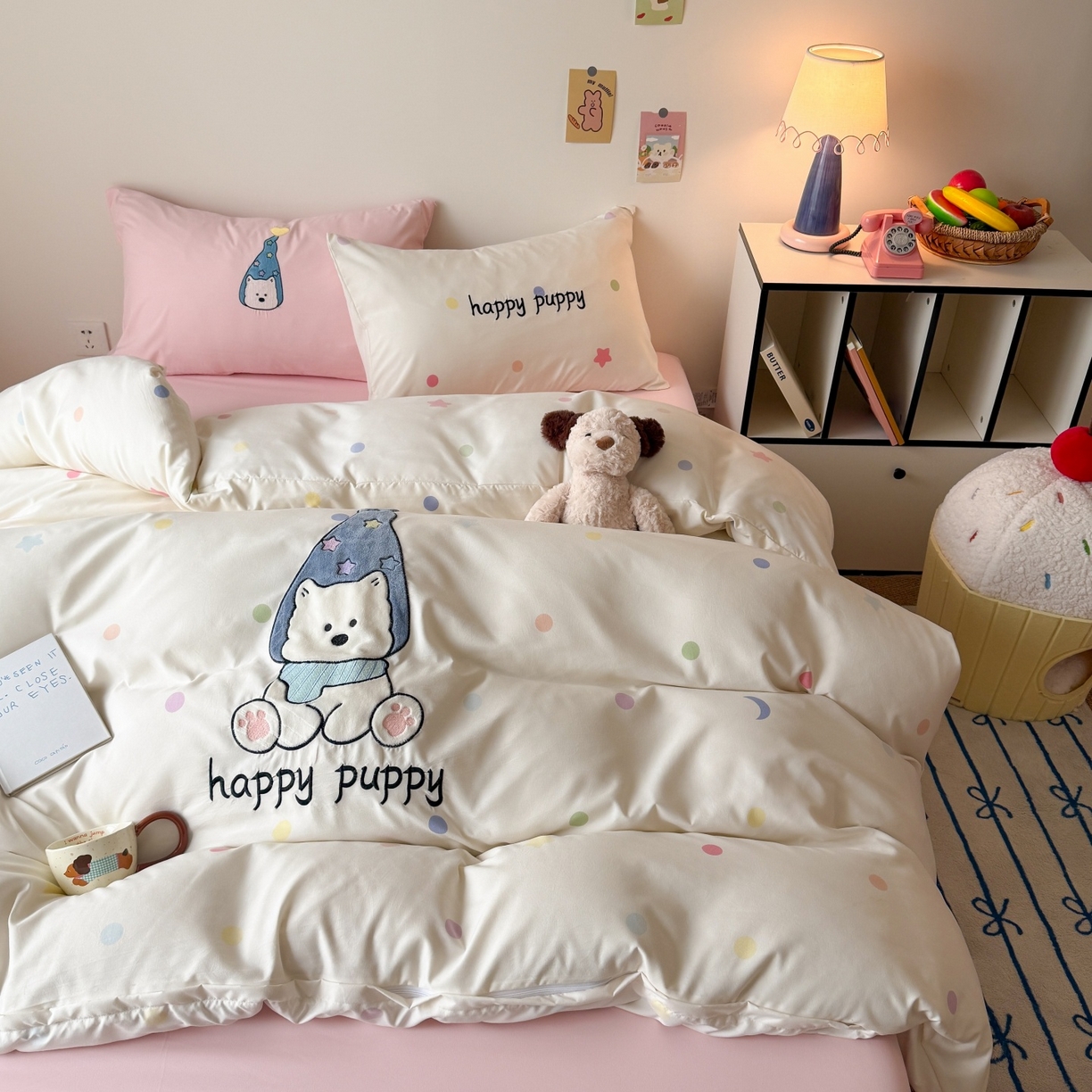 91家纺网 家纺一手货源 找家纺 吾欢心 2026春夏新款水洗棉床盖款四件套夏被四件套 开心露比