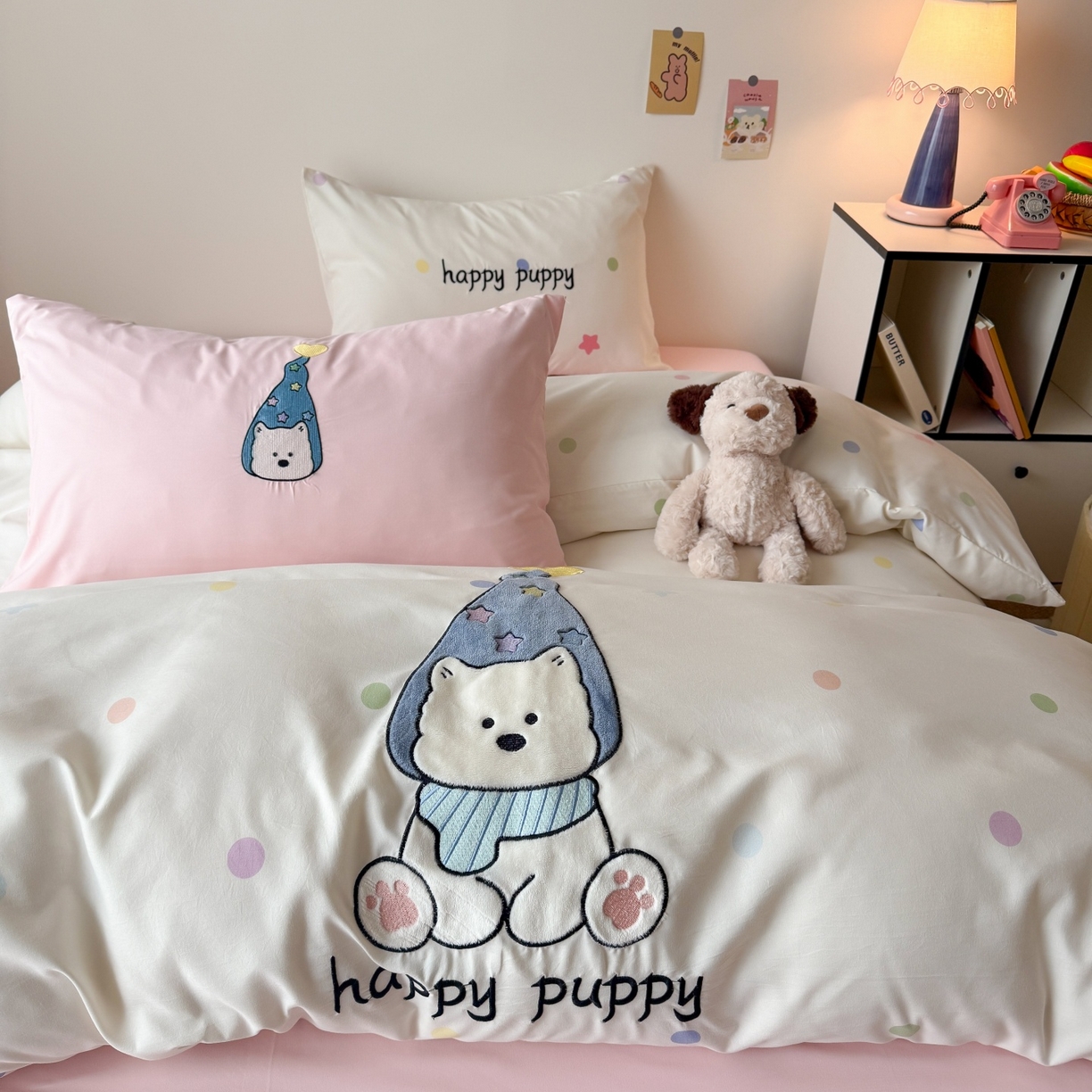 91家纺网 家纺一手货源 找家纺 吾欢心 2026春夏新款水洗棉床盖款四件套夏被四件套 开心露比