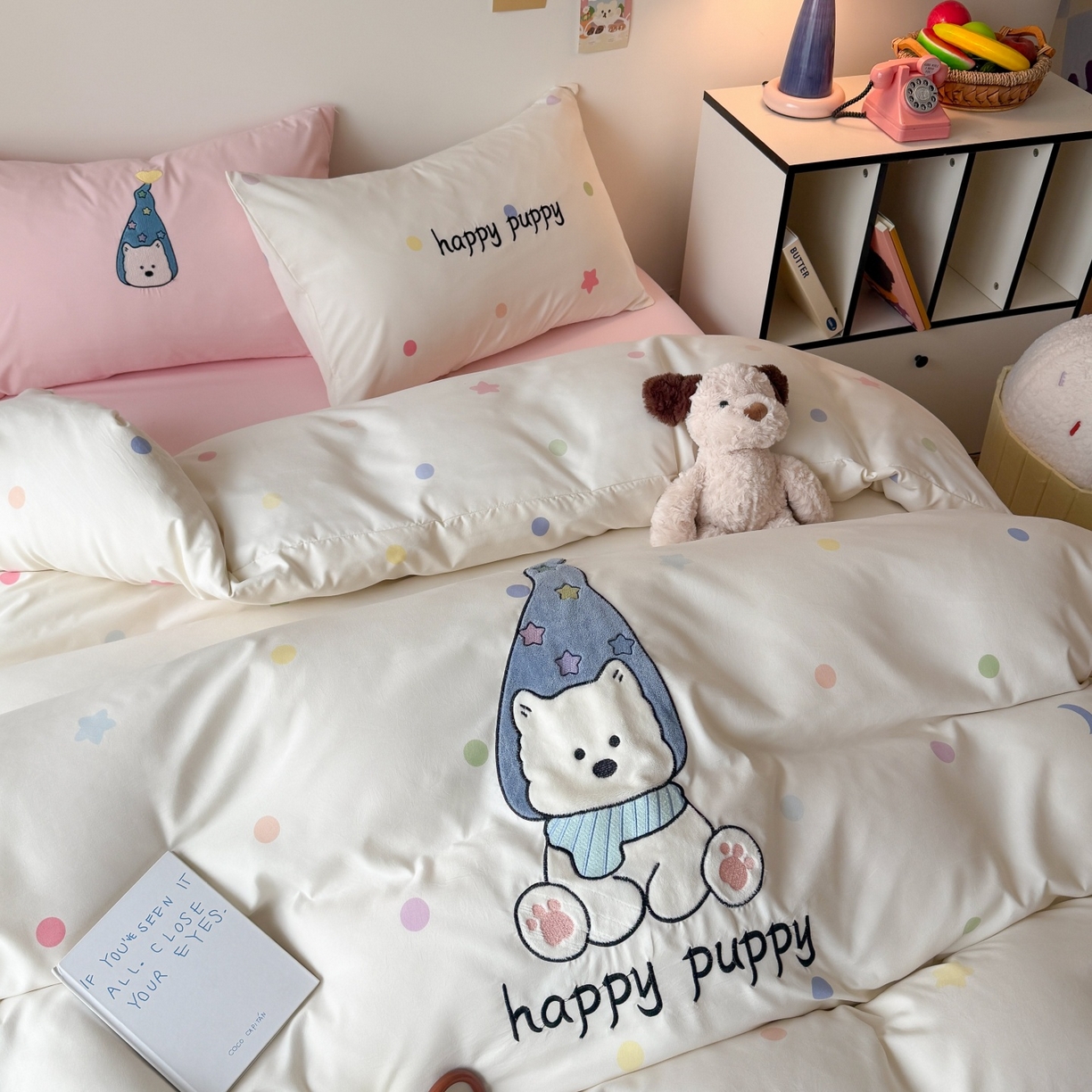 91家纺网 家纺一手货源 找家纺 吾欢心 2026春夏新款水洗棉床盖款四件套夏被四件套 开心露比