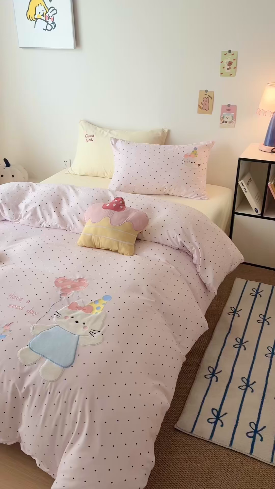 91家纺网 家纺一手货源 找家纺 吾欢心 2026春夏新款水洗棉床盖款四件套夏被四件套 气球猫咪