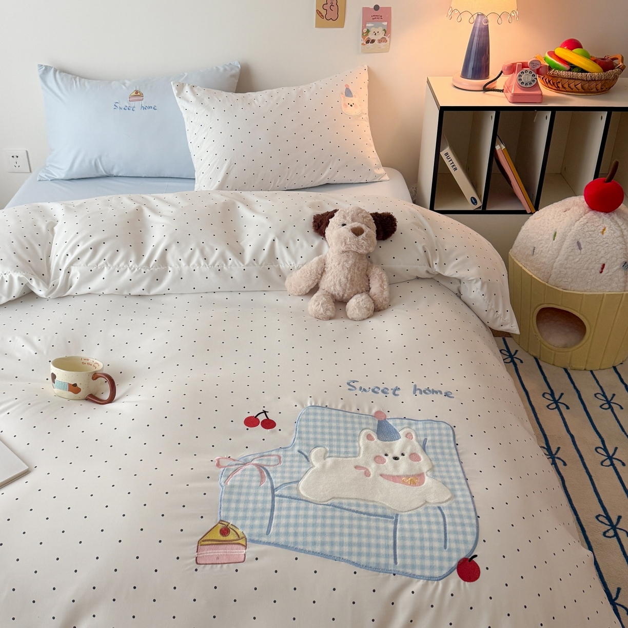 91家纺网 家纺一手货源 找家纺 吾欢心 2026春夏新款水洗棉床盖款四件套夏被四件套 沙发狗