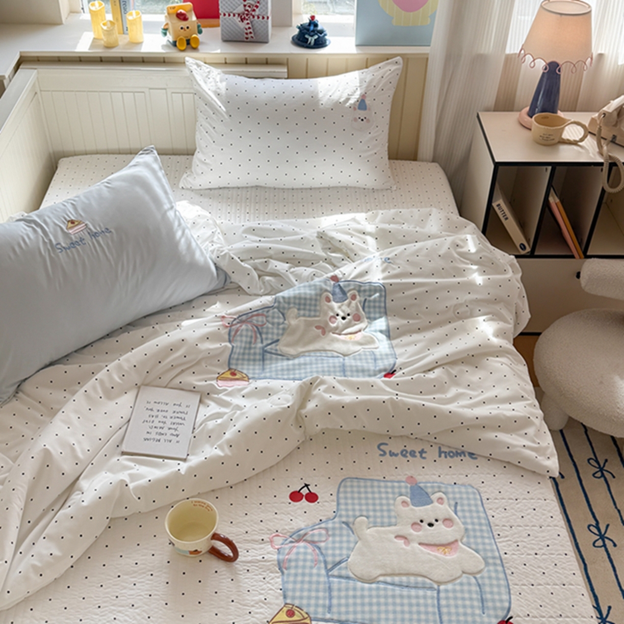 91家纺网 家纺一手货源 找家纺 吾欢心 2026春夏新款水洗棉床盖款四件套夏被四件套 沙发狗