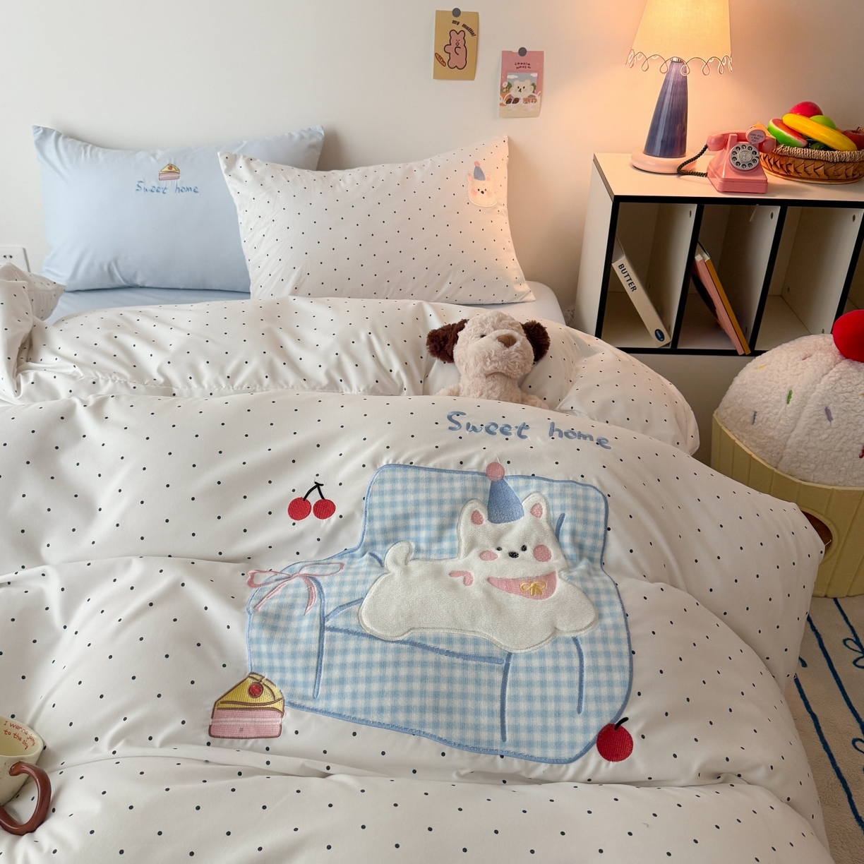 91家纺网 家纺一手货源 找家纺 吾欢心 2026春夏新款水洗棉床盖款四件套夏被四件套 沙发狗