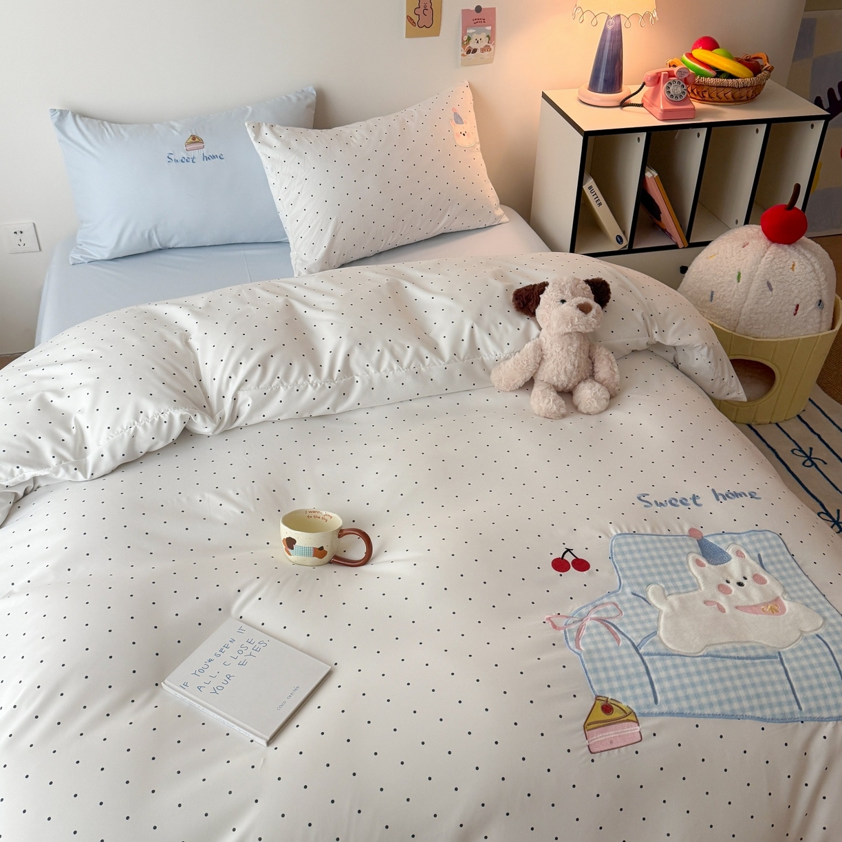 91家纺网 家纺一手货源 找家纺 吾欢心 2026春夏新款水洗棉床盖款四件套夏被四件套 沙发狗