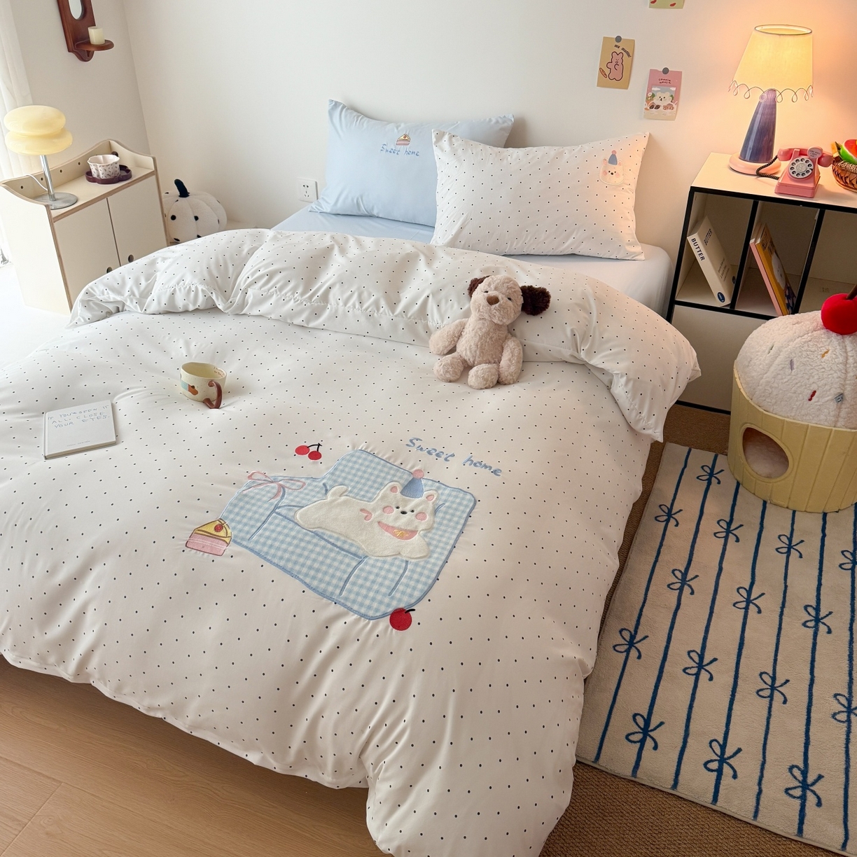 91家纺网 家纺一手货源 找家纺 吾欢心 2026春夏新款水洗棉床盖款四件套夏被四件套 沙发狗