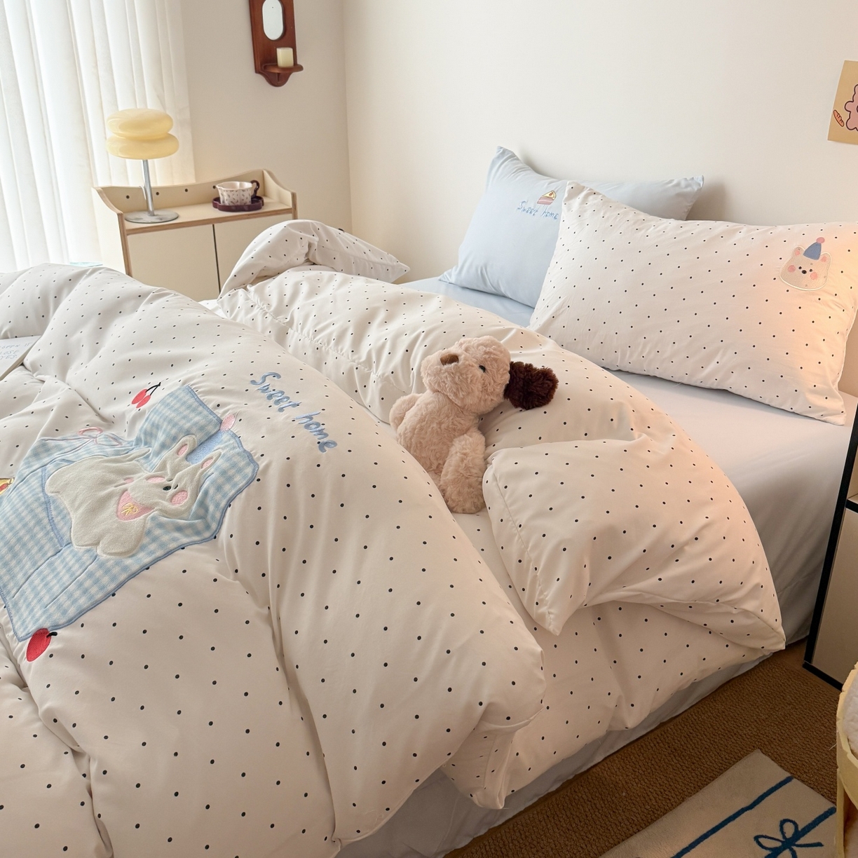 91家纺网 家纺一手货源 找家纺 吾欢心 2026春夏新款水洗棉床盖款四件套夏被四件套 沙发狗