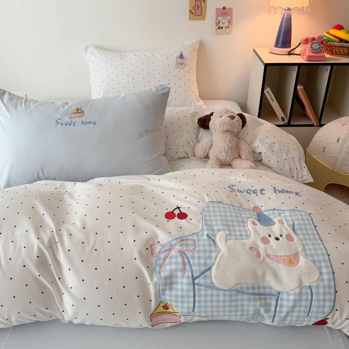 91家纺网 家纺一手货源 找家纺 吾欢心 2026春夏新款水洗棉床盖款四件套夏被四件套 沙发狗