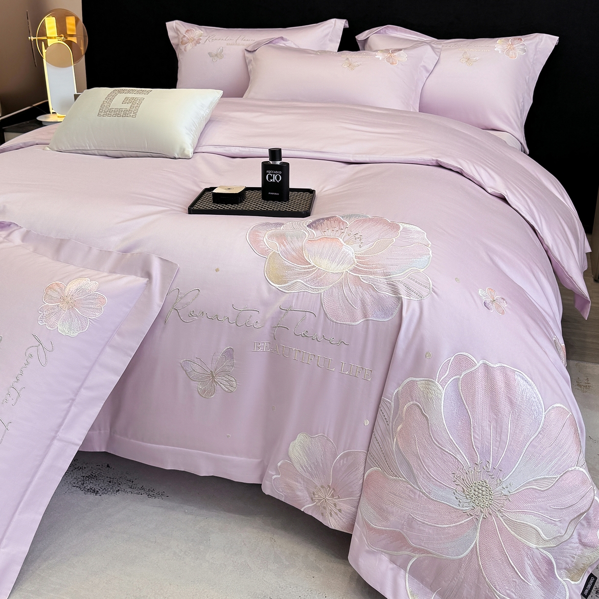 91家纺网 家纺一手货源 找家纺 家居1号家纺 2026新款50双股挚爱新疆长绒棉四件套 挚爱-香芋紫