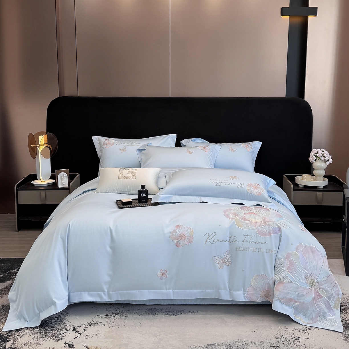 91家纺网 家纺一手货源 找家纺 家居1号家纺 2026新款50双股挚爱新疆长绒棉四件套 挚爱-晴蓝