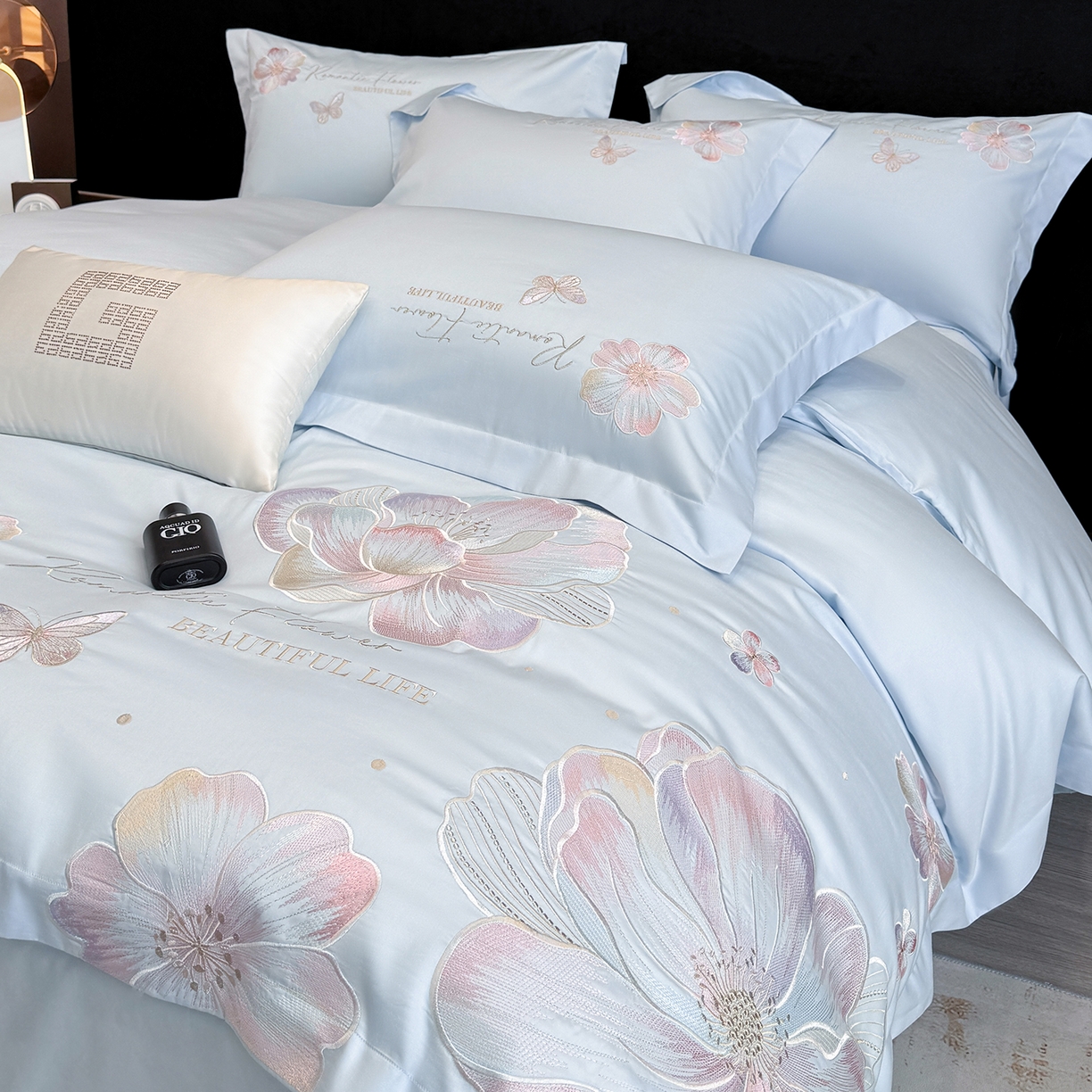 91家纺网 家纺一手货源 找家纺 家居1号家纺 2026新款50双股挚爱新疆长绒棉四件套 挚爱-晴蓝