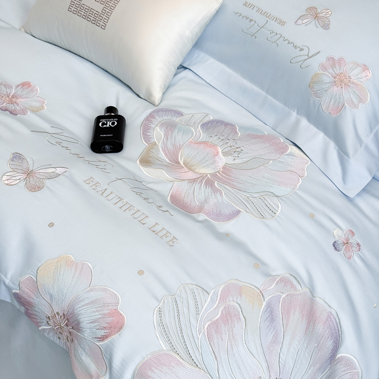 91家纺网 家纺一手货源 找家纺 家居1号家纺 2026新款50双股挚爱新疆长绒棉四件套 挚爱-晴蓝