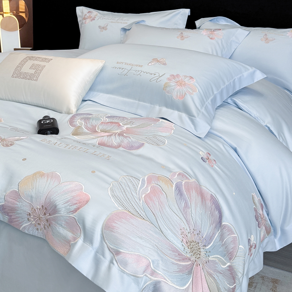 91家纺网 家纺一手货源 找家纺 家居1号家纺 2026新款50双股挚爱新疆长绒棉四件套 挚爱-晴蓝