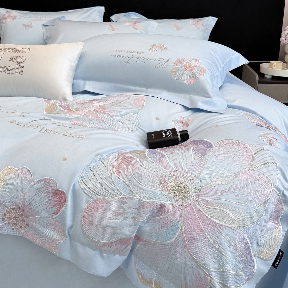 91家纺网 家纺一手货源 找家纺 家居1号家纺 2026新款50双股挚爱新疆长绒棉四件套 挚爱-晴蓝